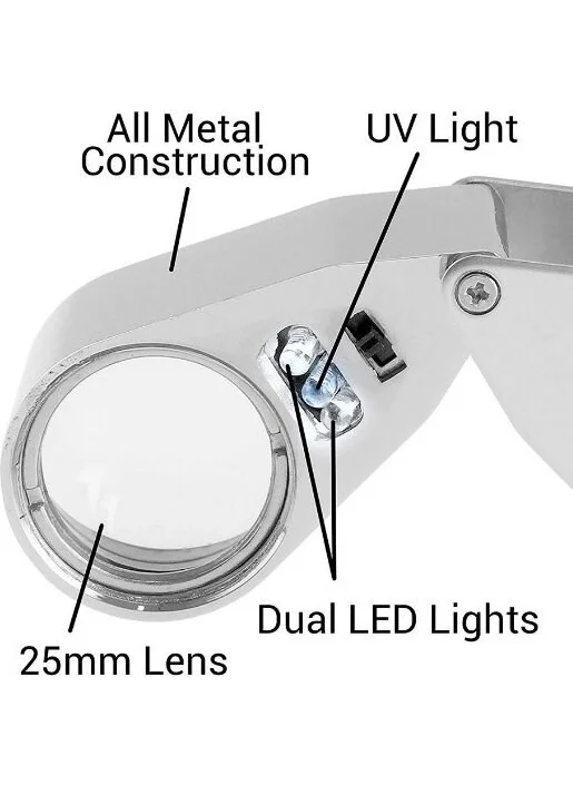 باركوفيكس 30X Magnification Loop Eyepiece Metal LED Light Loop Loupe Jewelry, Jeweler, Watch Phone Repair Magnifier