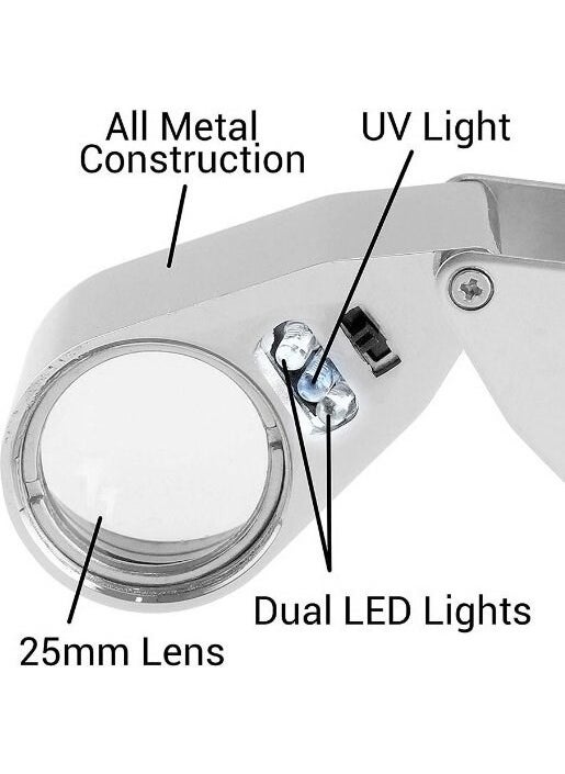 BarkoFix - 30X Magnification Loop Eyepiece Metal LED Light Loop Loupe Jewelry, Jeweler, Watch Phone Repair Magnifier - Image 1