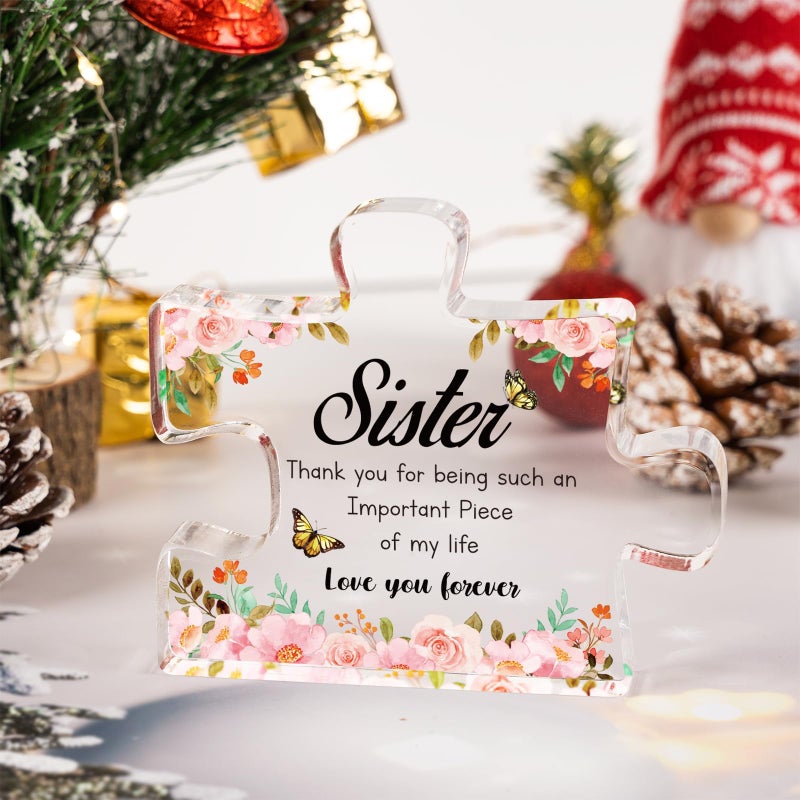Buioata Sister Birthday Gifts -Delicate Gifts for Sister-Engraved Acrylic Puzzle Piece 3.9x3.3-Thanksgiving Mothers Day Birthday Sisters Gifts for Sister  Ideas - Image 2