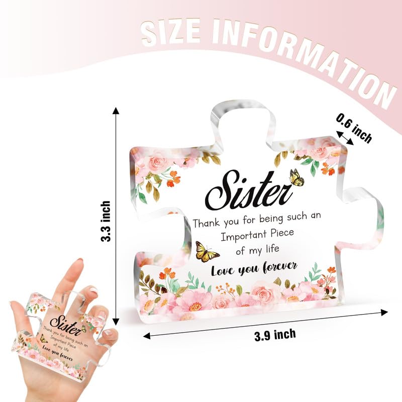 Buioata Sister Birthday Gifts -Delicate Gifts for Sister-Engraved Acrylic Puzzle Piece 3.9x3.3-Thanksgiving Mothers Day Birthday Sisters Gifts for Sister  Ideas - Image 4
