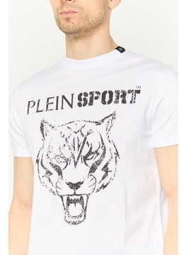 Plein Sport Men Sportswear Fit Short Sleeve Outdoor T-Shirt, White  - Image 3
