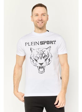 Plein Sport Men Sportswear Fit Short Sleeve Outdoor T-Shirt, White  - Image 1