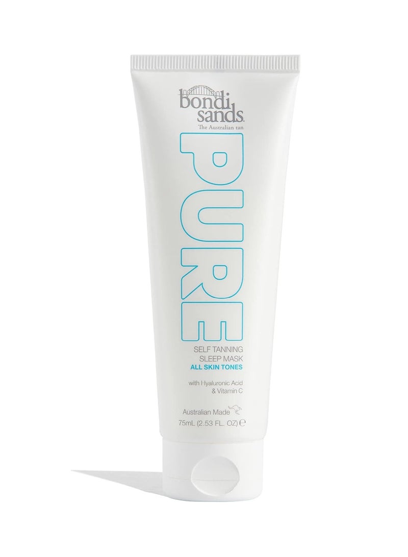 BONDI SANDS PURE Self Tanning Sleep Mask Hydrating Formula Gives a Natural Glow Overnight Enriched with Cocoa and Shea Butter Hyaluronic Acid and Vitamins C and E Vegan Cruelty Free 75 mL 2 53 Oz - Image 1