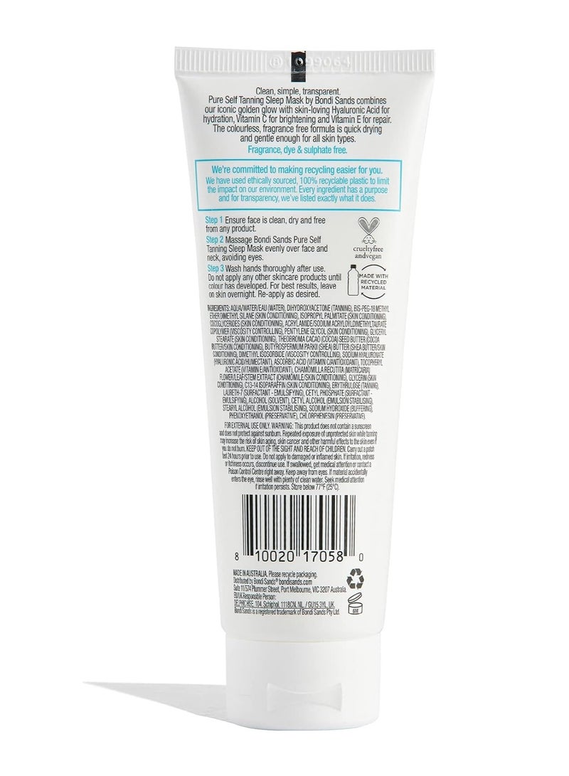 BONDI SANDS PURE Self Tanning Sleep Mask Hydrating Formula Gives a Natural Glow Overnight Enriched with Cocoa and Shea Butter Hyaluronic Acid and Vitamins C and E Vegan Cruelty Free 75 mL 2 53 Oz - Image 2