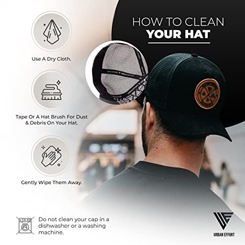 Urban Effort Mesh Back Cap - for Men and Women Baseball Hat 5-Panel Trucker Hat - Great Snapback Closure for Hunting & Hiking (Black/White/Brown) - Image 5