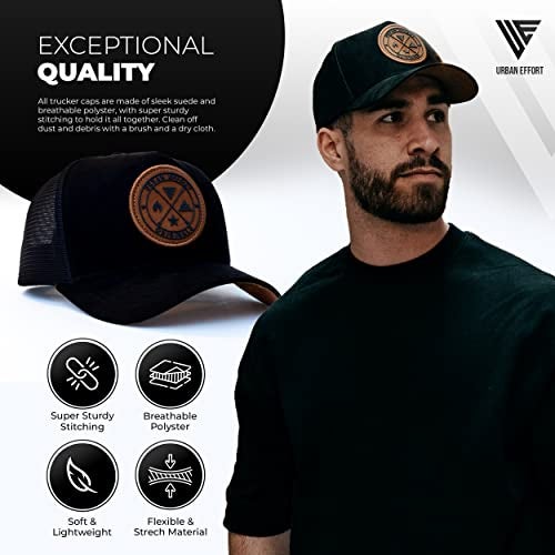 Urban Effort Mesh Back Cap - for Men and Women Baseball Hat 5-Panel Trucker Hat - Great Snapback Closure for Hunting & Hiking (Black/White/Brown) - Image 4