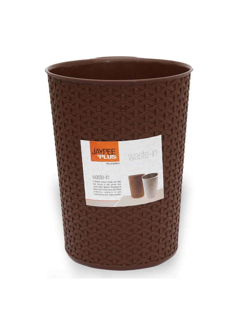 JAYPEE PLUS Jaypee Plus Waste Bin 10L Plastic Dustbin for KitchenOfficeHomeBathroomBedroom Dustbin Without Lid Rustproof Garbage Bin Strong Durable Trashbin Trash Can Brown  - Image 1
