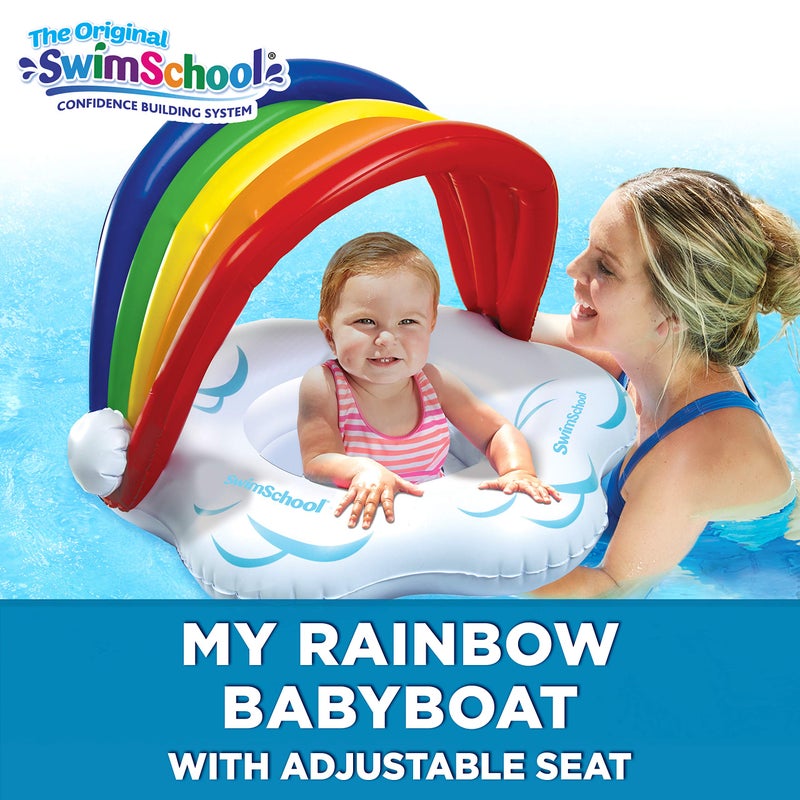 SwimSchool Rainbow Baby’s First Pool Float - 6-18 Months - Novelty Baby Boat with Adjustable Seat - Rainbow - Image 2