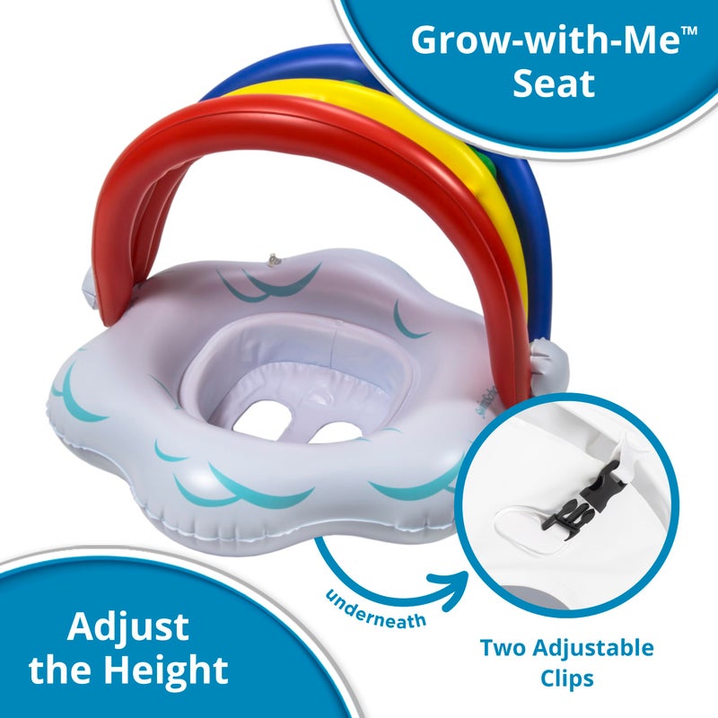 SwimSchool Rainbow Baby’s First Pool Float - 6-18 Months - Novelty Baby Boat with Adjustable Seat - Rainbow - Image 3