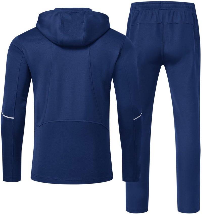 Rdruko Men's Tracksuit Sweatsuit Sets 2 Piece Hooded Full Zip Jogger Gym Lesiure Casual Track Sweat Suits for Men(Sapphire Blue, US M) - Image 2