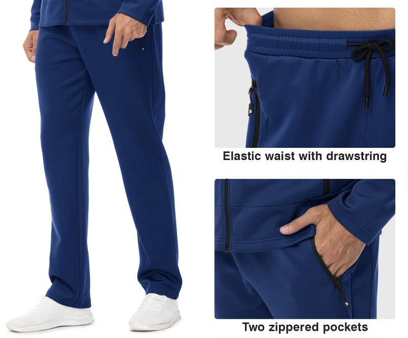 Rdruko Men's Tracksuit Sweatsuit Sets 2 Piece Hooded Full Zip Jogger Gym Lesiure Casual Track Sweat Suits for Men(Sapphire Blue, US M) - Image 5