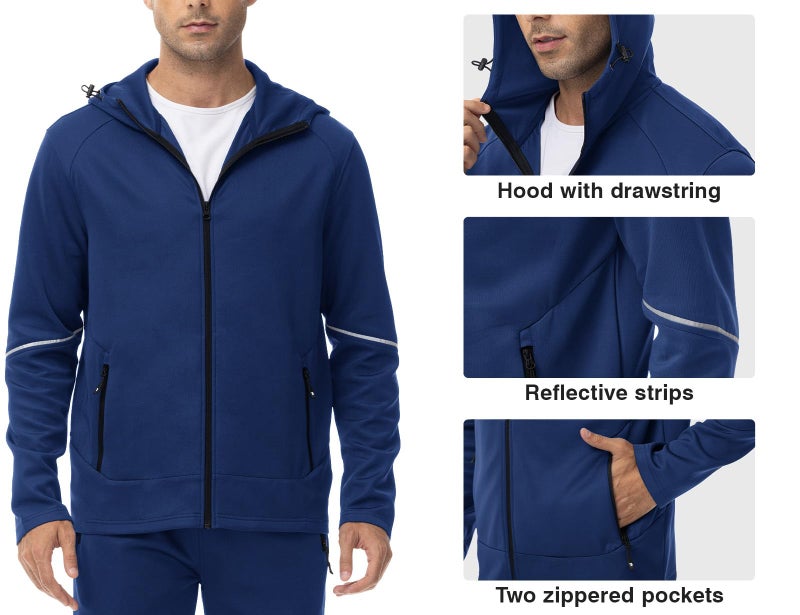 Rdruko Men's Tracksuit Sweatsuit Sets 2 Piece Hooded Full Zip Jogger Gym Lesiure Casual Track Sweat Suits for Men(Sapphire Blue, US M) - Image 4