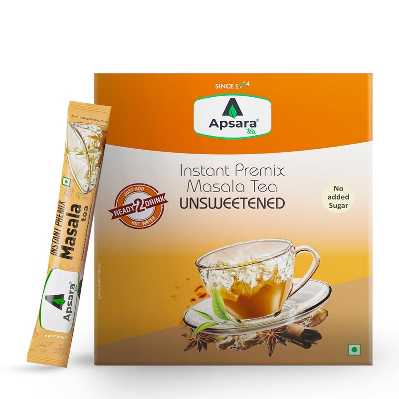 APSARA Instant Tea Premix Unsweetened Masala Tea 36 Sachets|Ready To Drink Tea With No Added Sugar|Enriched with Ginger, Cardamom, Pepper and Indain Spices, Sugar Free Masala Chai, 432 gram - Image 1
