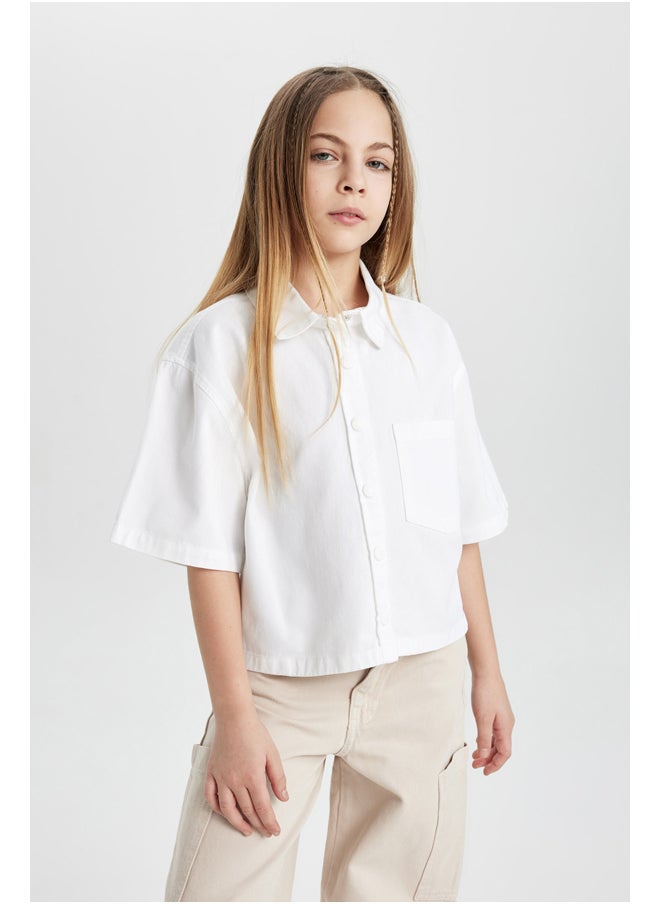 DeFacto Girl Boxy Fit Woven Short Sleeve Shirt  - Image 3