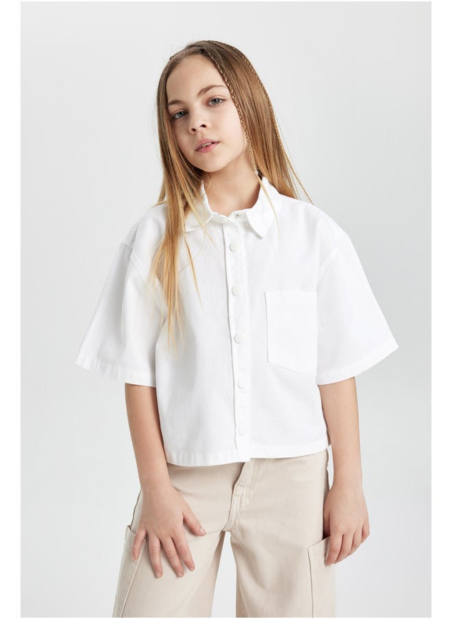 DeFacto Girl Boxy Fit Woven Short Sleeve Shirt  - Image 4