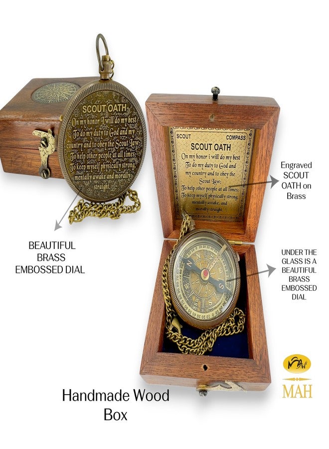 MAH Scout Compass with Oath Message – Solid Brass Pocket Compass for Boys, Teens & Scouts | Inspirational Keepsake Gift for Eagle Ceremony, Graduation, Hiking, Camping, Outdoor Adventures, Promotion Gift - Image 3