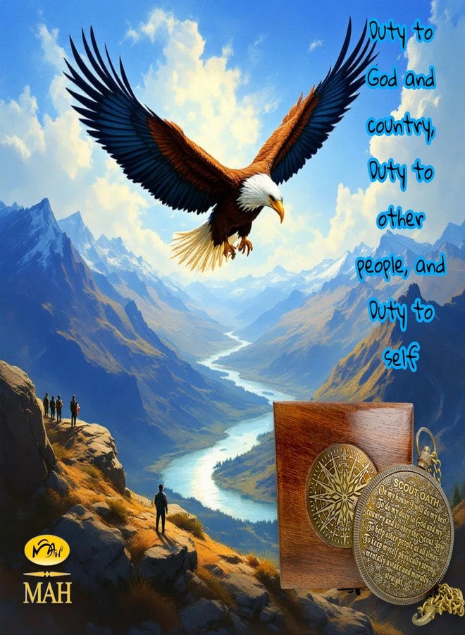 MAH Scout Compass with Oath Message – Solid Brass Pocket Compass for Boys, Teens & Scouts | Inspirational Keepsake Gift for Eagle Ceremony, Graduation, Hiking, Camping, Outdoor Adventures, Promotion Gift - Image 4