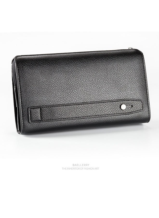baellerry - Baellerry Men's Clutch Bag Business Casual Large Capacity Lychee Pattern Zipper Handbag Wallet Large Capacity Business Card Storage Wallet - Image 1