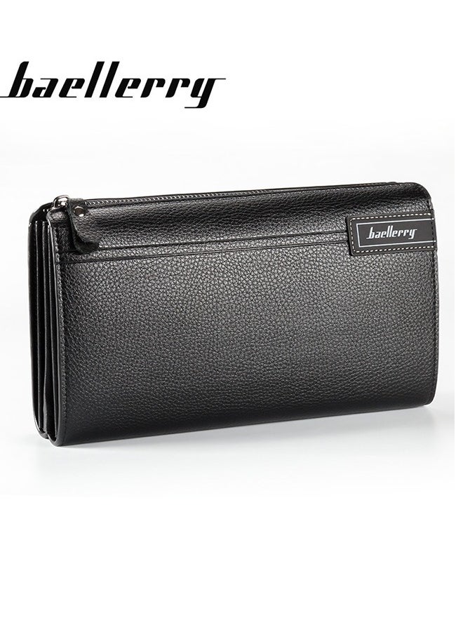 baellerry - Baellerry Men's Clutch Bag Business Casual Large Capacity Lychee Pattern Zipper Handbag Wallet Large Capacity Business Card Storage Wallet - Image 1