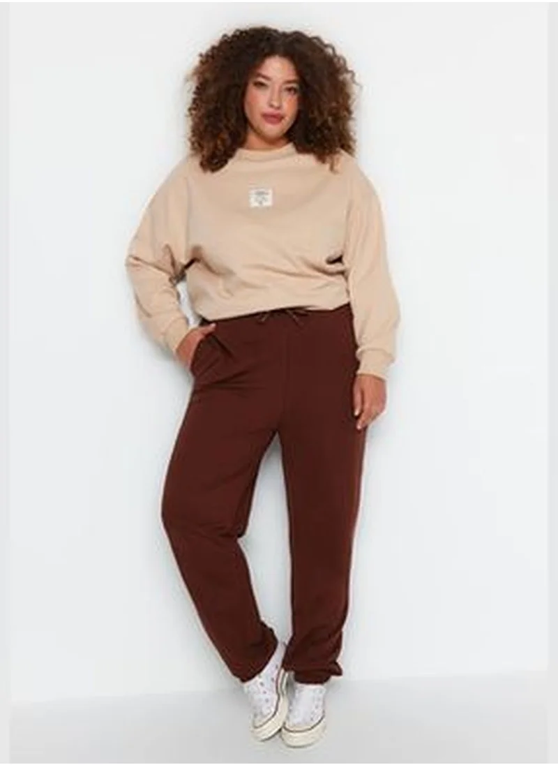 trendyol Brown Basic Jogger Knitted Elastic Cuff Sweatpants