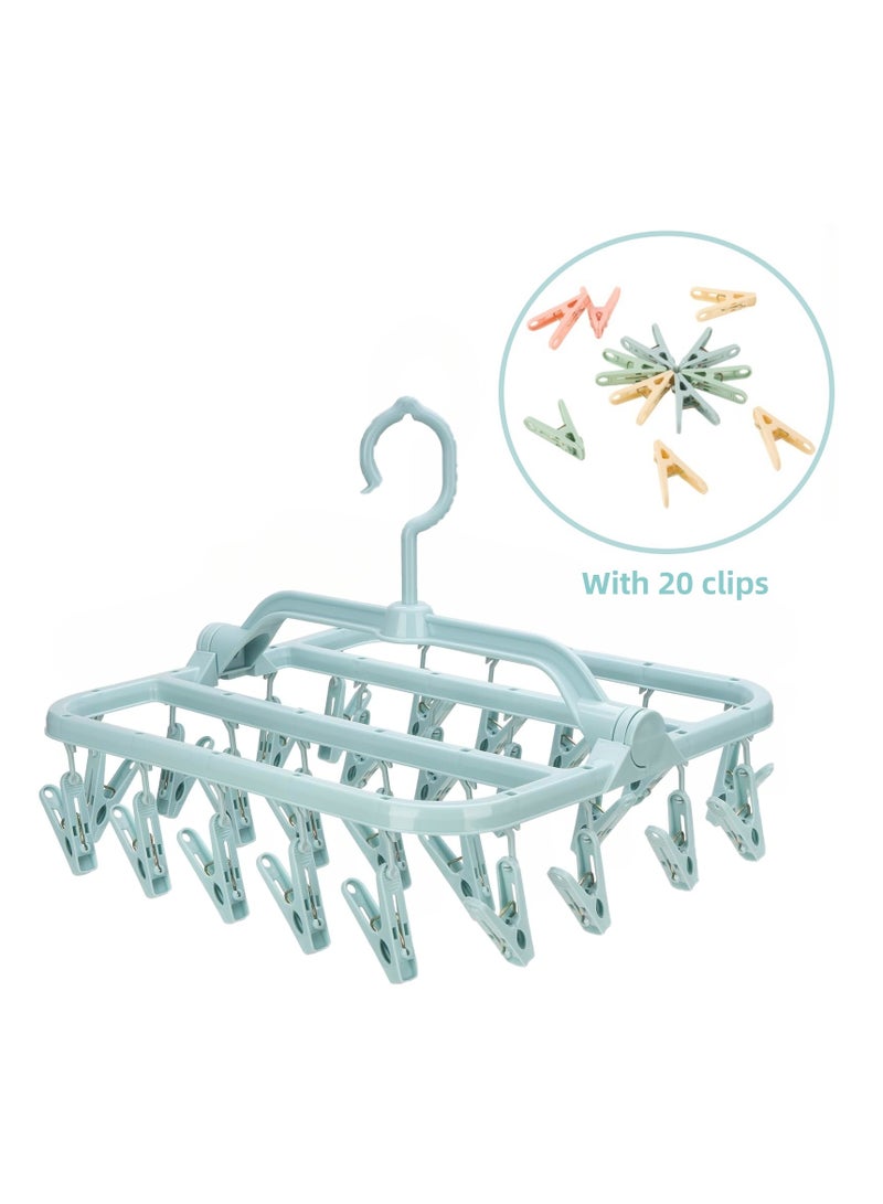 Clothes drying rack with 32 clips. Foldable clothes hanger. Comes with 20 free clips (light blue)  - Image 1