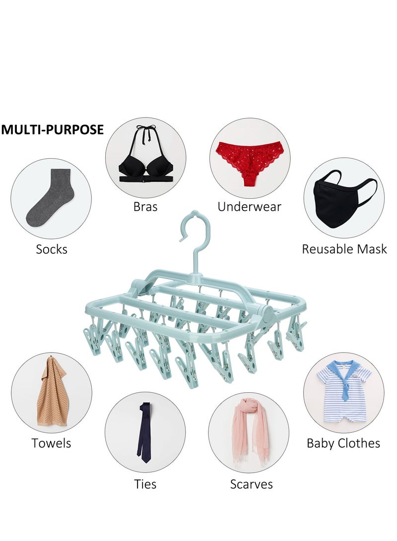 Clothes drying rack with 32 clips. Foldable clothes hanger. Comes with 20 free clips (light blue)  - Image 2