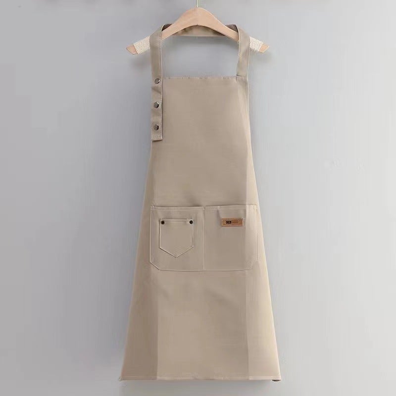 Cross-border adjustable advertising dirty apron strap waist advertising padded apron printing overalls a batch(Three-button neck khachi apron) - Image 1