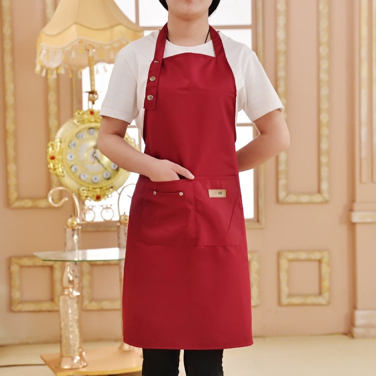 Cross-border adjustable advertising dirty apron strap waist advertising padded apron printing overalls a batch(Three-button neck khachi apron) - Image 2