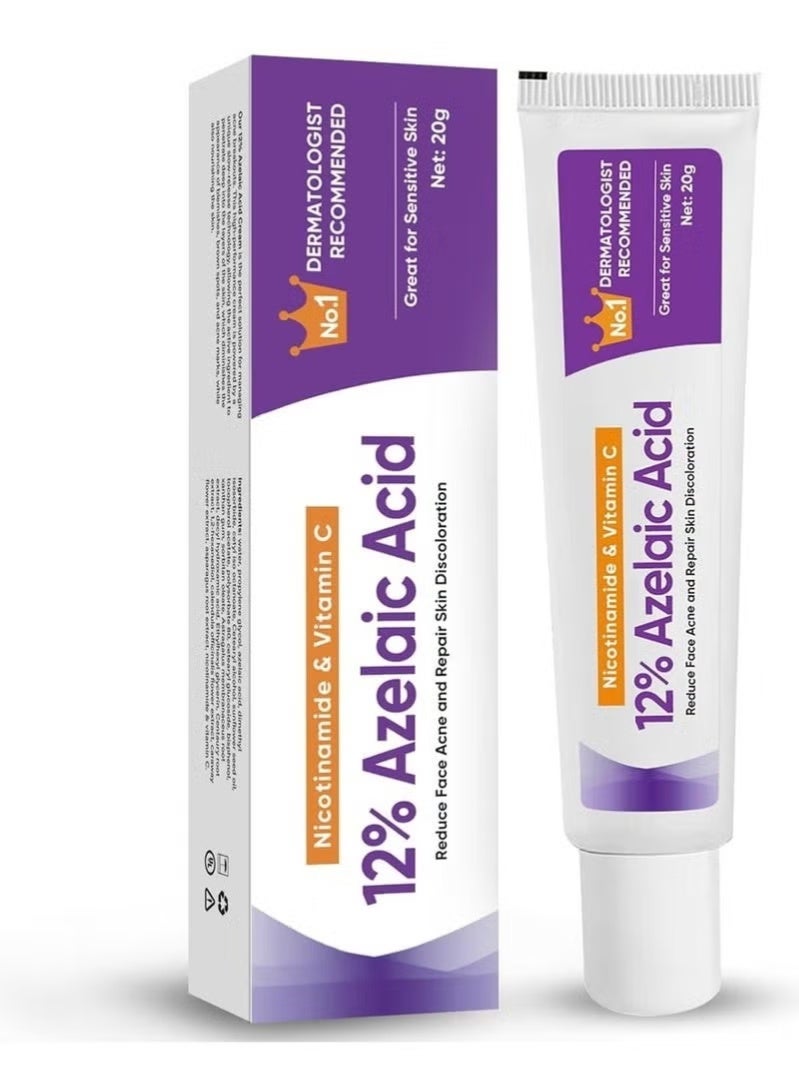 HTKCRX Azelaic Acid Serum, 12% Azelaic Acid, Hyaluronic Acid & Niacinamide, Redness Relief Face, Moisturizing and Balance Excess Sebum, Reducing Blemish & Rosacea Acne, for Sensitive Skin - Image 1