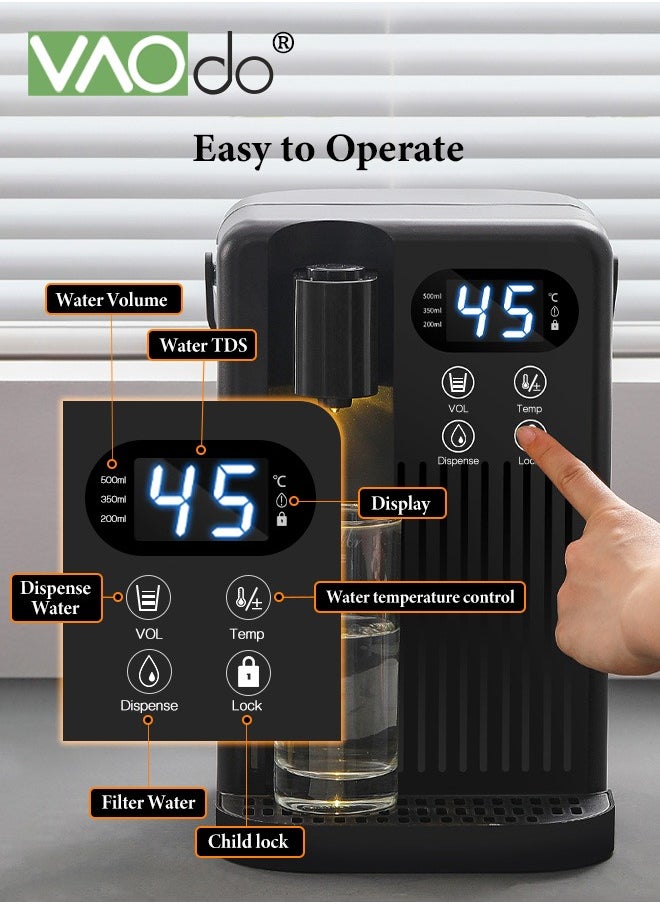 VAOdo - Water Purifier with Night Light Clear Lcd Cnc Panel 3s Heated Water Can be Directly Connected to External Bottled Water Water Dispenser Suitable for Milk Coffee and Tea - Image 1