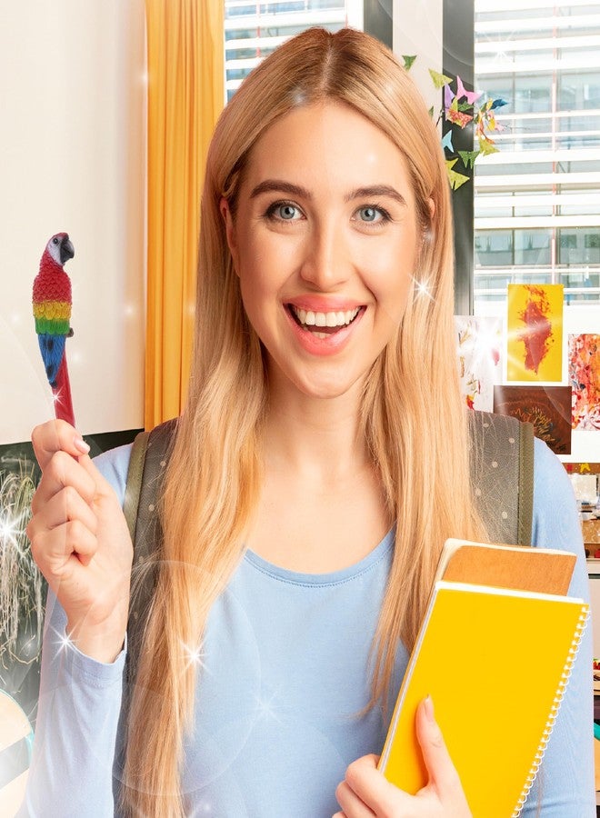 Planet Pens قلم بلانيت بينز بتصميم ببغاء أحمر مميز - قلم حبر جاف فريد ومرح للأطفال والكبار، قلم كتابة بتصميم حيوانات برية استوائية، أداة مثالية لتزيين مكاتب المدارس والمكاتب - Image 2