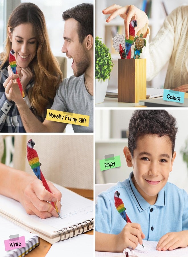 Planet Pens قلم بلانيت بينز بتصميم ببغاء أحمر مميز - قلم حبر جاف فريد ومرح للأطفال والكبار، قلم كتابة بتصميم حيوانات برية استوائية، أداة مثالية لتزيين مكاتب المدارس والمكاتب - Image 4