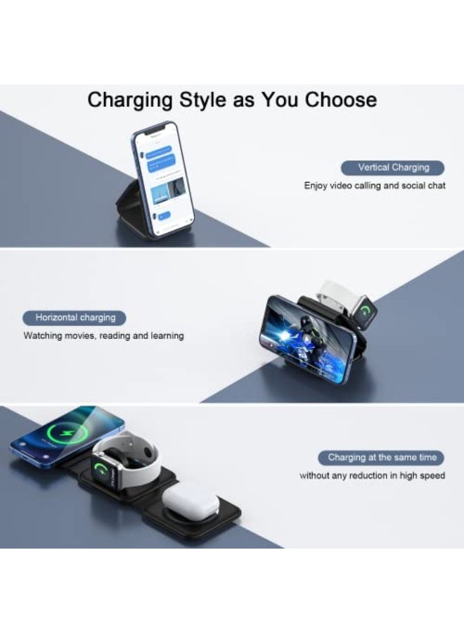 NIBEMINENT Wireless Charger 3 in 1,Magnetic Travel Wireless Charging Station Multiple Devices,GaN 3 in 1 Charging Station,Compatible for iPhone16/15/14/13/Pro/Max,iWatch,AirPods4/3/2/Pro(Adapter Includes)  - Image 2