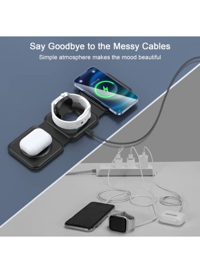 NIBEMINENT Wireless Charger 3 in 1,Magnetic Travel Wireless Charging Station Multiple Devices,GaN 3 in 1 Charging Station,Compatible for iPhone16/15/14/13/Pro/Max,iWatch,AirPods4/3/2/Pro(Adapter Includes)  - Image 4