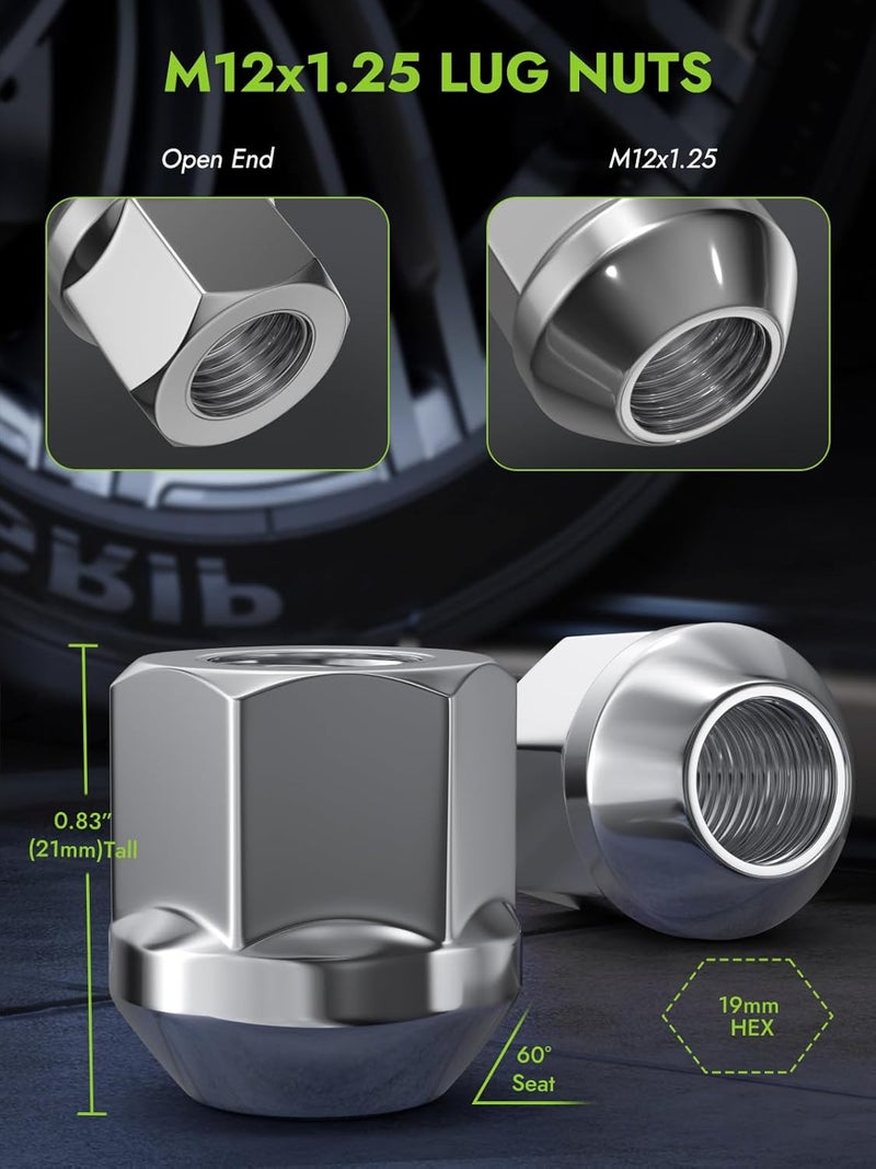 AUTOPTIM 20PCS M12X1.25 Open End Lug Nuts - Image 2
