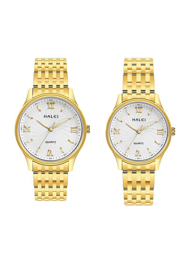 هالي ساعة هالي 557 كوارتز ثنائية - تصميم كوري مينيماليست من الفولاذ المقاوم للصدأ مضاد للماء للسيدات مع قرص شمسي - Image 1