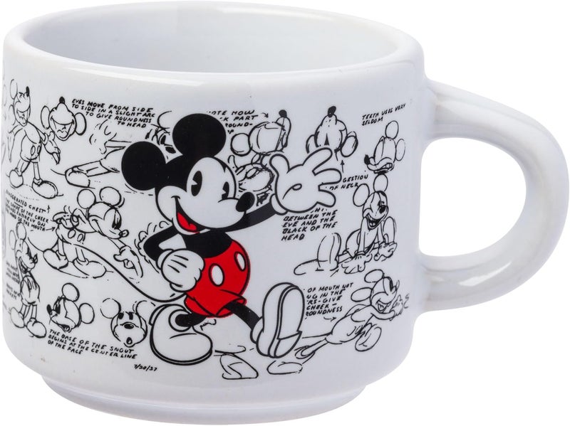 Silver Buffalo مجموعة أكواب إسبرسو صغيرة من السيراميك 4 قطع بتصميم رسومات قديمة لشخصية ميكي ماوس من سيلفر بافالو - Image 3