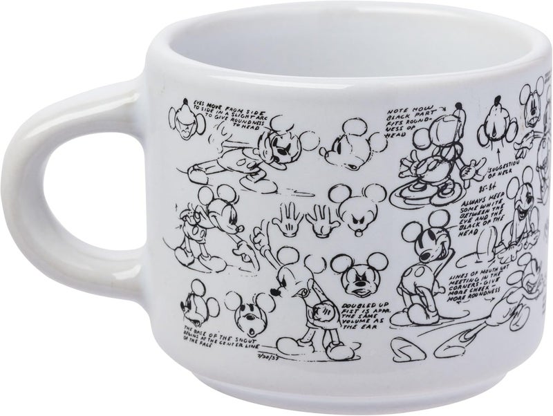 Silver Buffalo مجموعة أكواب إسبرسو صغيرة من السيراميك 4 قطع بتصميم رسومات قديمة لشخصية ميكي ماوس من سيلفر بافالو - Image 4