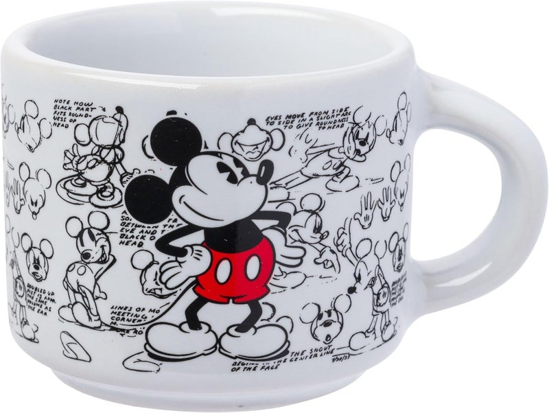 Silver Buffalo مجموعة أكواب إسبرسو صغيرة من السيراميك 4 قطع بتصميم رسومات قديمة لشخصية ميكي ماوس من سيلفر بافالو - Image 5