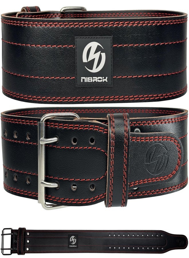 Nisrok Genuine Leather Weightlifting Belt (6mm Thick) – Unisex Exercise Belt for Strength Training, Weight Lifting, Squats, with Waist Support | Adjustable Design, Suitable for Various Workouts(Red L) - Image 1