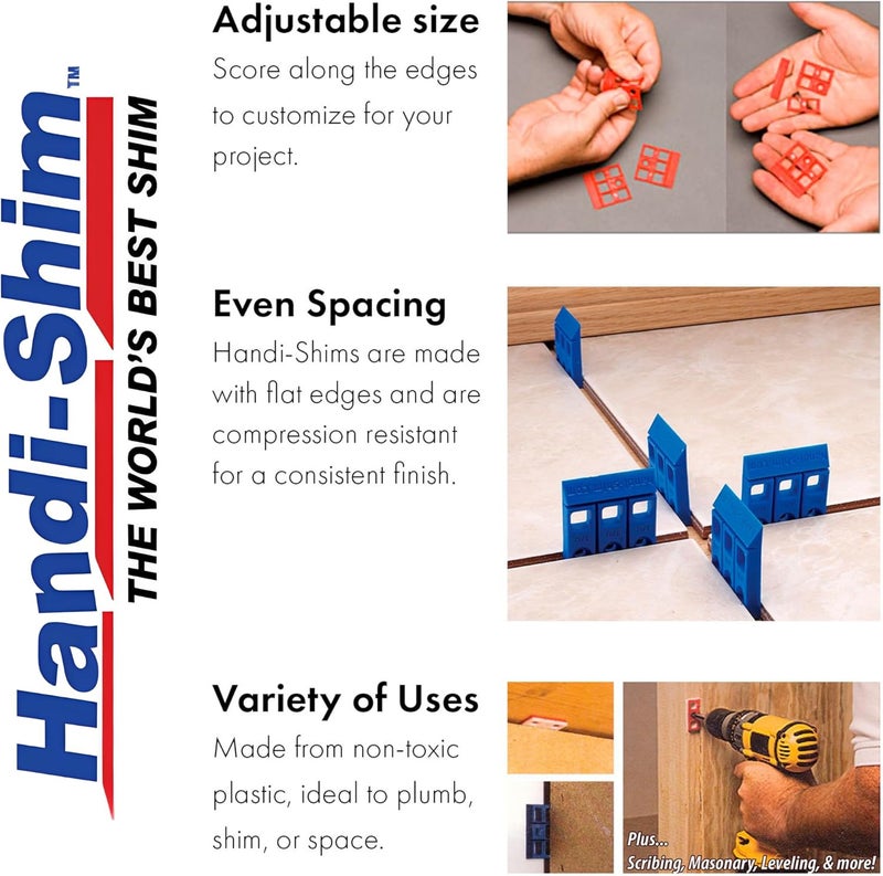 Handi-Shim Store HS11640RD شيم/فواصل بلاستيكية للبناء، عبوة 40، 1/16 بوصة، أحمر - Image 5