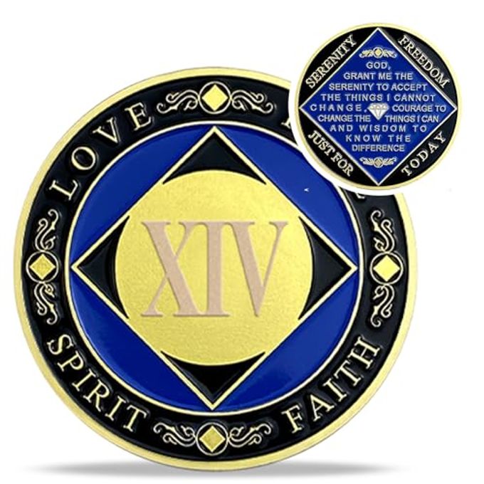 IELCJJ 14 Year NA Medallions Recovery Narcotics Anonymous Chips 14 Year Living Clean Sobriety Coin (Years 1-30) Journey Celebrate Recovery Addicts Narcotics Anonymous Gifts for Men Women - Image 4