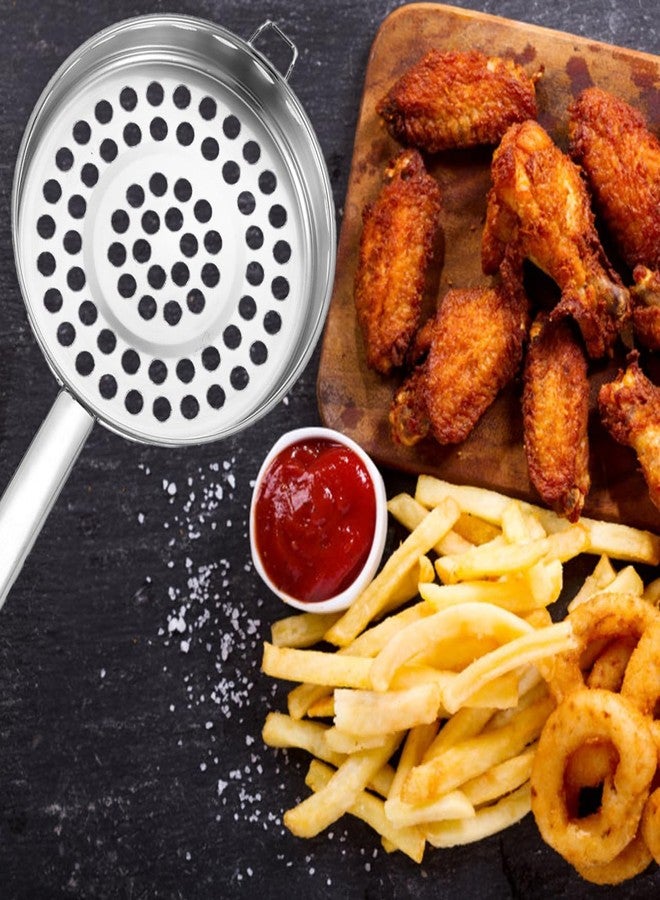 SHOWERORO Stainless Steel Flat Bottom Strainer Spoon - Multi-Function Kitchen Colander for Hot Pot Frying and Cooking Dumplings - 14.56 X 8.07 X 1.85 Inches - Image 4