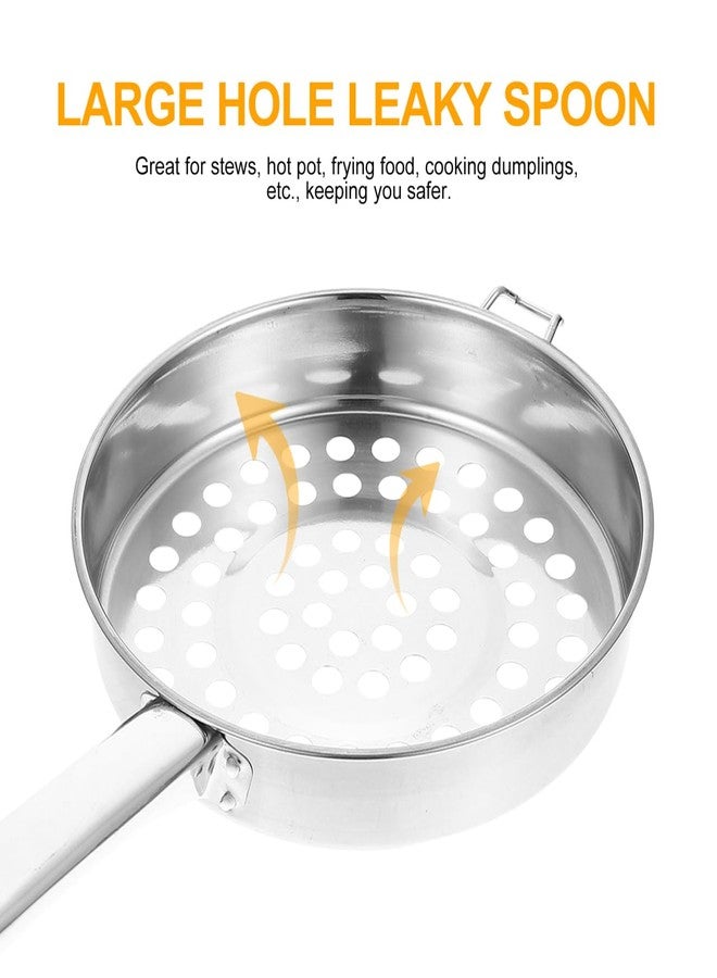 SHOWERORO Stainless Steel Flat Bottom Strainer Spoon - Multi-Function Kitchen Colander for Hot Pot Frying and Cooking Dumplings - 14.56 X 8.07 X 1.85 Inches - Image 2