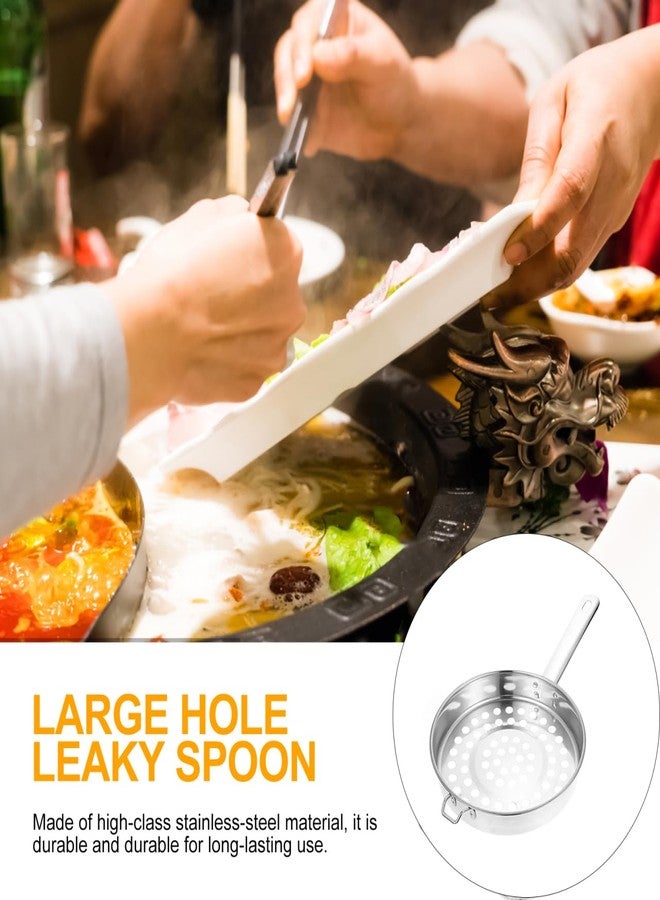SHOWERORO Stainless Steel Flat Bottom Strainer Spoon - Multi-Function Kitchen Colander for Hot Pot Frying and Cooking Dumplings - 14.56 X 8.07 X 1.85 Inches - Image 3