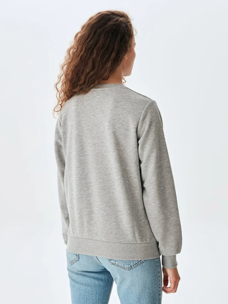 LTB Plain Crew Neck Long Sleeve Basic Gray Sweatshirt