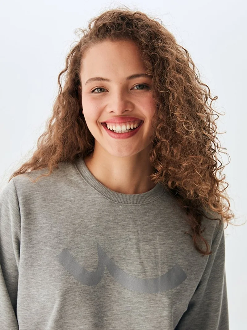 LTB Plain Crew Neck Long Sleeve Basic Gray Sweatshirt