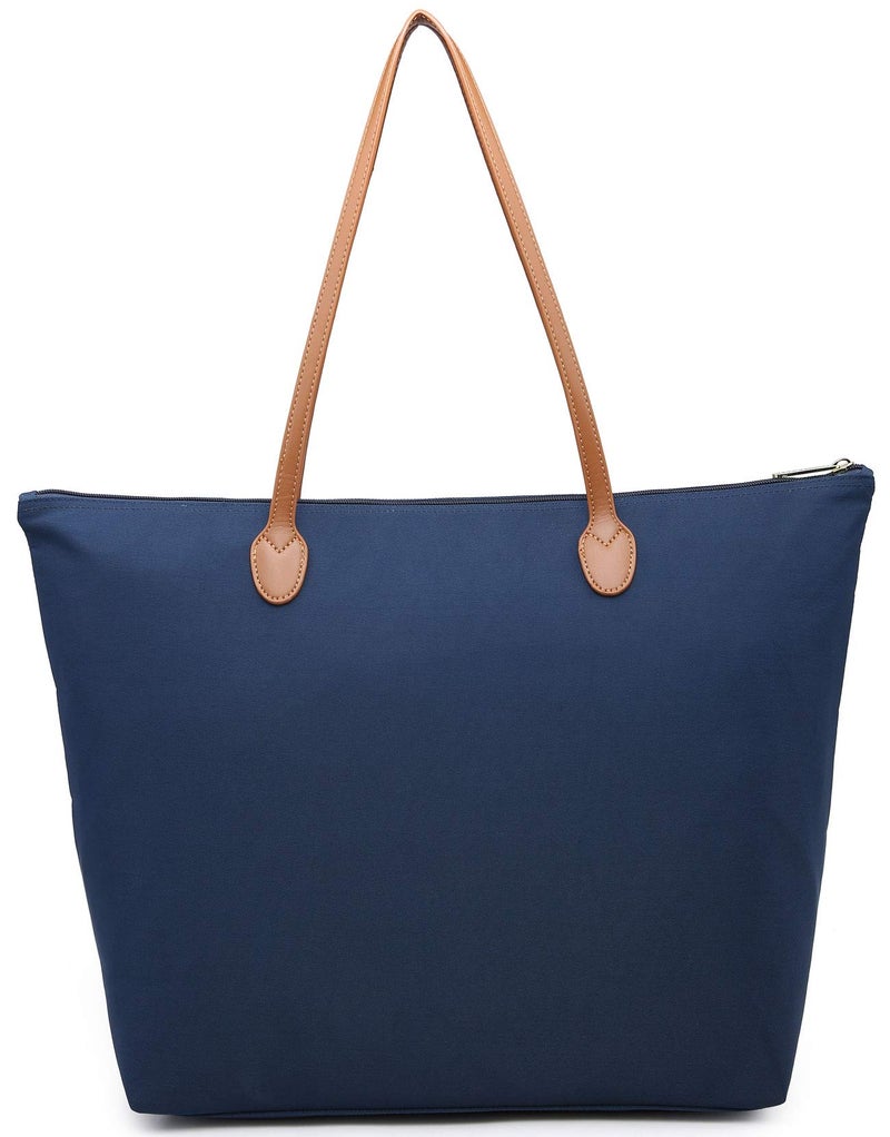 NNEE Water Resistant Light Weight Nylon Tote Bag Handbag - Medium Size, Navy - Image 3