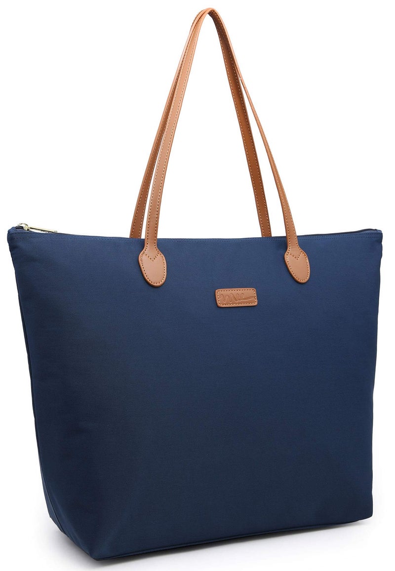 NNEE Water Resistant Light Weight Nylon Tote Bag Handbag - Medium Size, Navy - Image 2