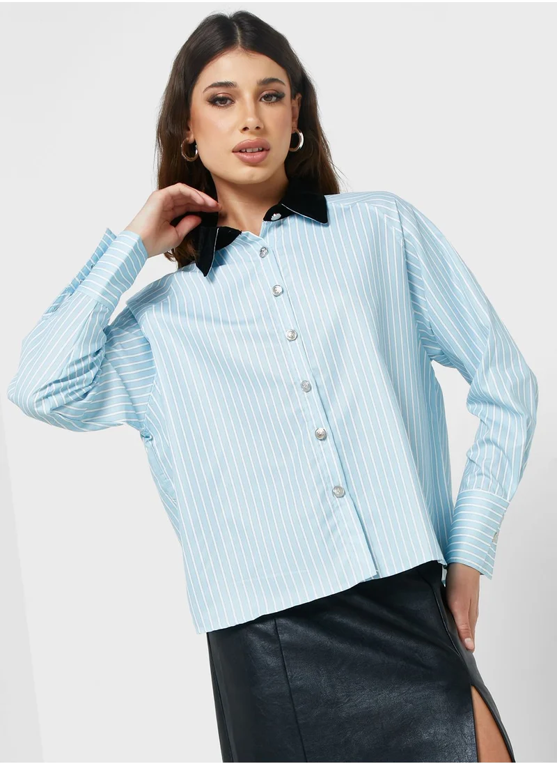 Ginger Contrast Collar Striped Shirt